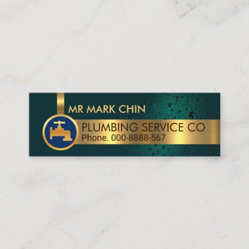 Gold Crisscrossing Faucet Water Drop  Mini Business Card