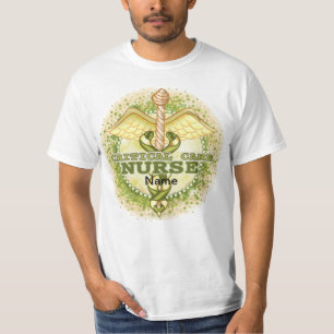 Gold Critical Care Nurse Caduceus T-Shirt