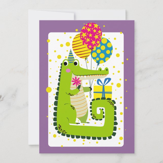 Gold Crocodile Birthday Wishes  Holiday Card (Front)