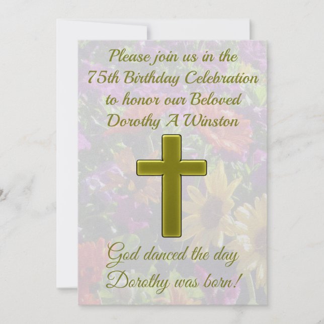 GOLD CROSS 75TH BIRTHDAY INVITATION (Front)