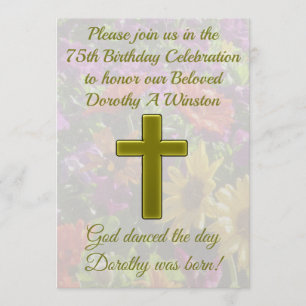 GOLD CROSS 75TH BIRTHDAY INVITATION