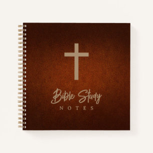 Gold Cross Aged Leather Look Bible Study Notebook
