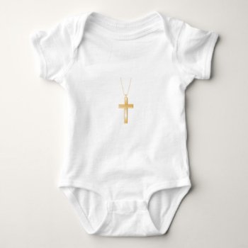 Gold Cross And Chain  Looks Like Real Jewelry. Baby Bodysuit by JerrysTees at Zazzle