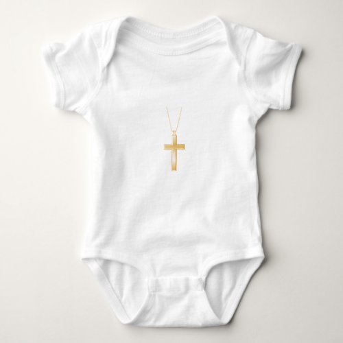 Gold cross and chain looks like real jewelry baby bodysuit
