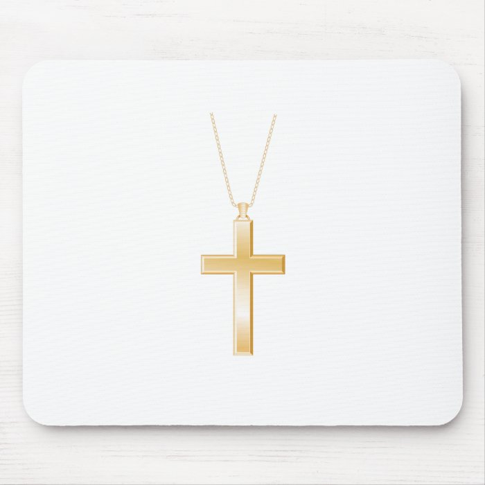 Gold cross and chain, looks like real jewelry. mousepads