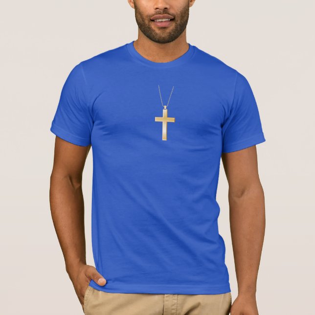 Gold cross and chain, looks like real jewelry. T-Shirt (Front)