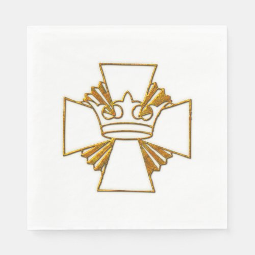 Gold Cross and Crown Paper Napkins