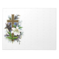Gold Cross And Flower Notepad