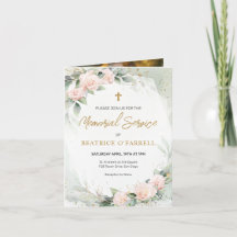 Gold Cross and Flowers Photo Memorial Service