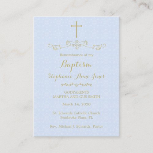 Gold Cross and Laurels in Light Blue Business Card