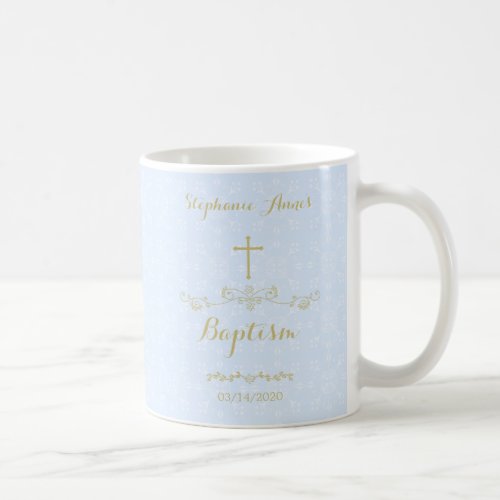 Gold Cross and Laurels in Light Blue Coffee Mug