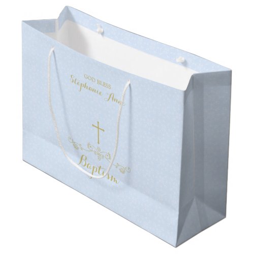 Gold Cross and Laurels in Light Blue Large Gift Bag