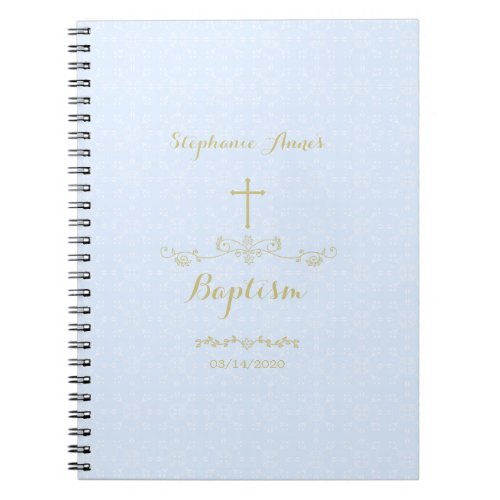 Gold Cross and Laurels in Light Blue Notebook