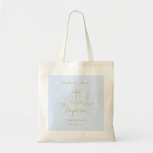 Simple Modern Elegant Cross Baby Baptism Tote Bag