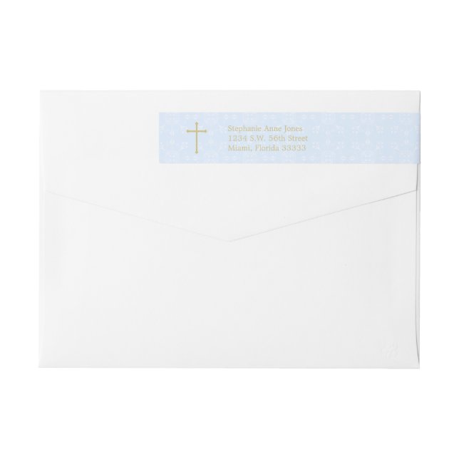 Gold Cross and Laurels in Light Blue Wrap Around Label (Back)