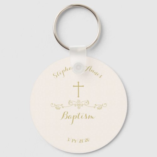 Gold Cross and Laurels Keychain