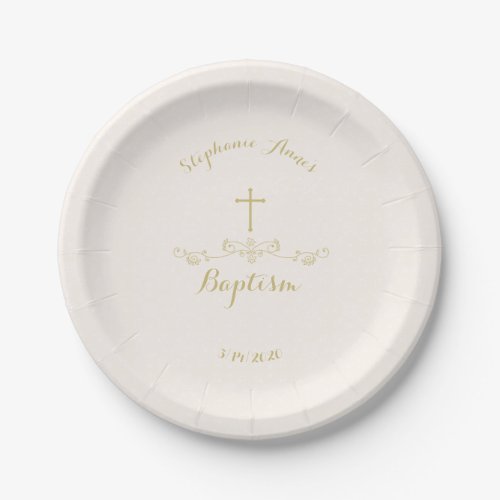 Gold Cross and Laurels Paper Plates