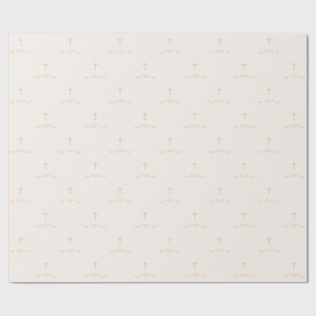Gold Cross and Laurels Wrapping Paper (Flat)