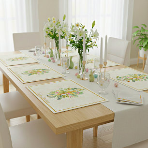 Gold cross and pink roses custom Easter placemats