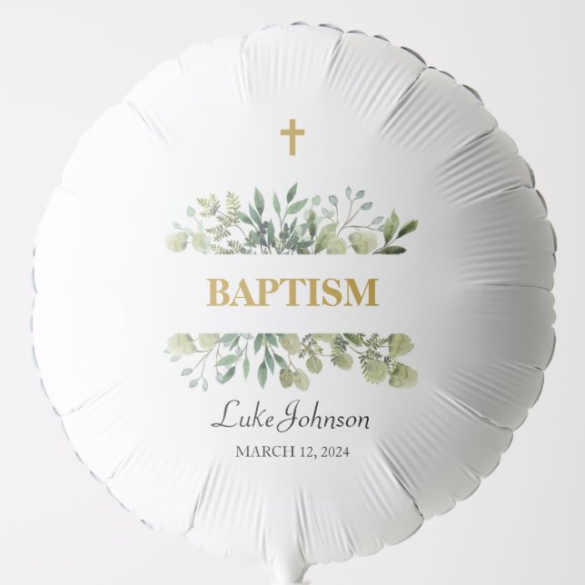 Gold Cross Baptism Balloon (Front)