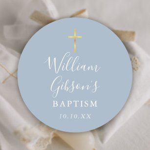  Clear Transparent Gold Foil Personalized Baptism Sticker Labels,  Custom Christening Stickers for Favor and Gift Bags, Candles, Bottles, Jars  (2 or 5.08 cm) : Handmade Products