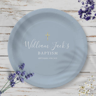 7 Inch Foil Side Crafts Paper Plates Paper Plate White Navy Wedding  Birthday Baptism Party Cake