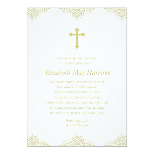 Gold Cross Baptism/Christening Invitation | Zazzle.com