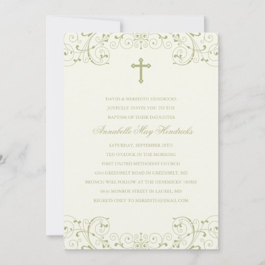 Gold Cross Baptism/Christening Invitation | Zazzle.com