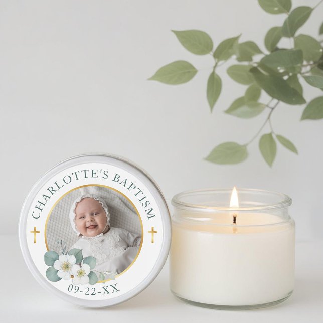 Gold Cross Baptism Favor Sticker | Elegant Religio (Baptism Favor Sticker)