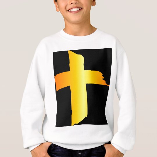 Gold Cross Black BackGround Sweatshirt