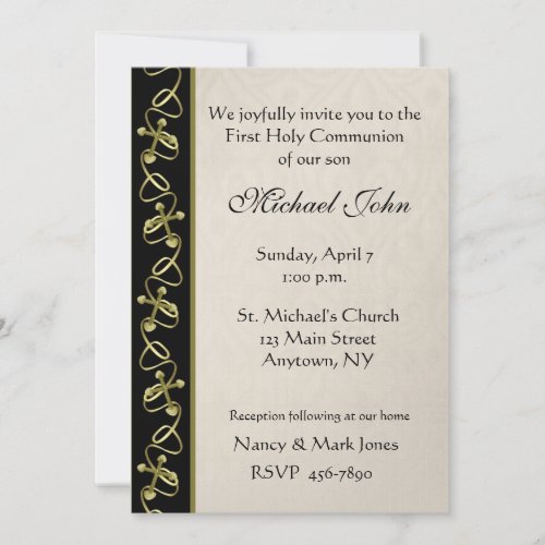 Gold Cross Border Custom Invite