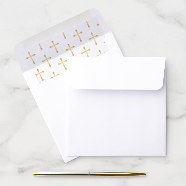 Gold Cross Christian Envelope Liner (Desk)