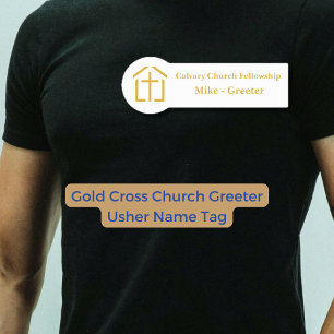 Gold Cross Church Greeter Usher Name Tag