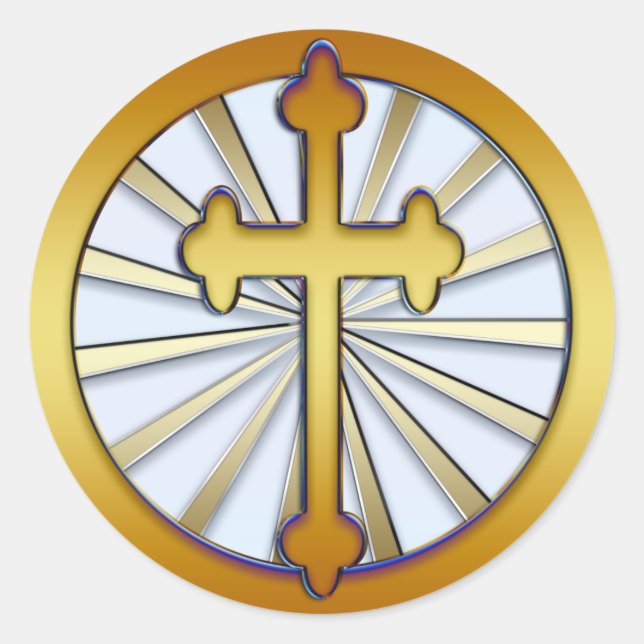 GOLD CROSS CLASSIC ROUND STICKER (Front)