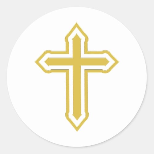 Gold Cross Classic Round Sticker