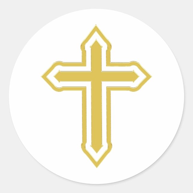 Gold Cross Classic Round Sticker (Front)
