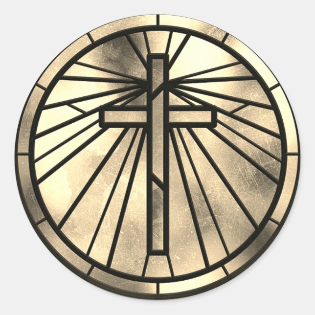 Gold Cross  Classic Round Sticker (Front)
