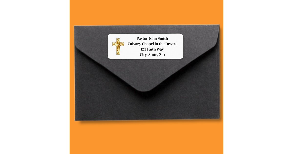 Gold Cross Classy Church Pastor Return Address Label | Zazzle