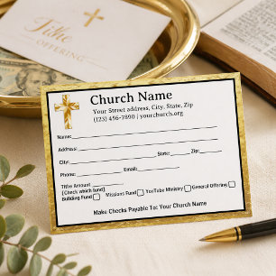Gold Cross Classy Church Tithe Offering Collection Envelope