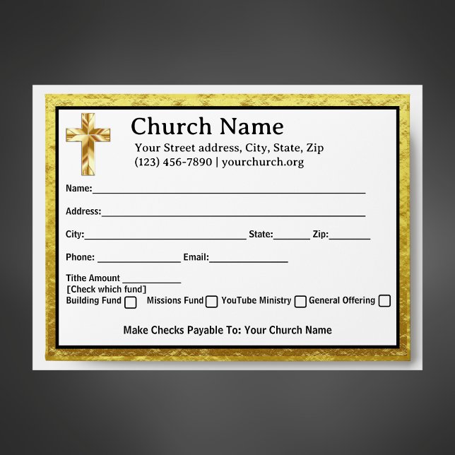 Gold Cross Classy Church Tithe Offering Collection Envelope (Gold Cross Classy Church Tithe Offering Collection Envelopes)