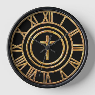 Gold Cross Clock