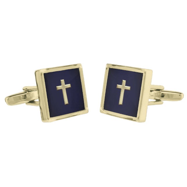 Gold Cross Cufflinks (Angled)