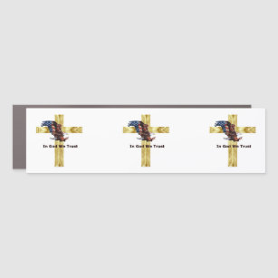 Gold Cross Eagle Flag In God We Trust Bumper Stick Car Magnet
