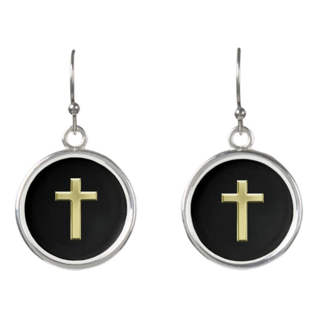 Gold Cross Earrings (Front)