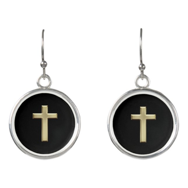 Gold Cross Earrings (Front)