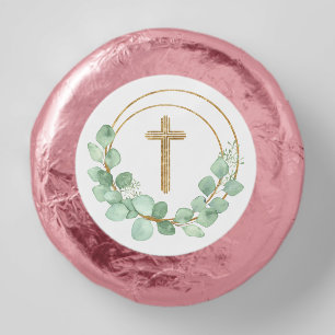 Gold Cross Eucalyptus First Communion Dipped Oreo Cookie Favors