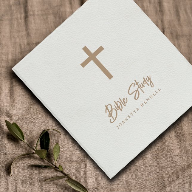 Gold Cross Faux White Leather Bible Study 3 Ring Binder (Creator Uploaded)