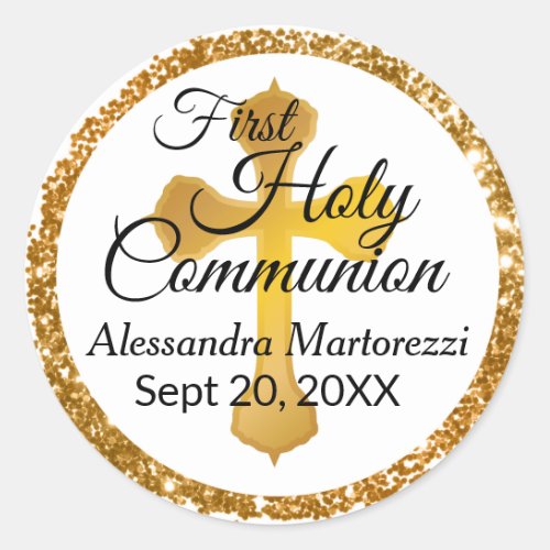 Gold Cross First Holy Communion Sticker