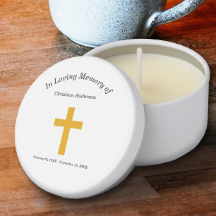 Gold Cross Funeral Mini Candle Favors
