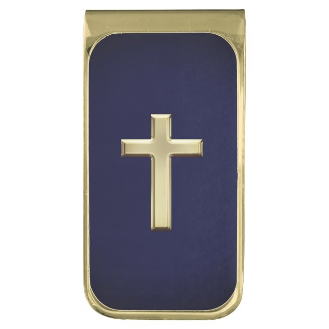 Gold Cross Gold Finish Money Clip (Front Vertical)